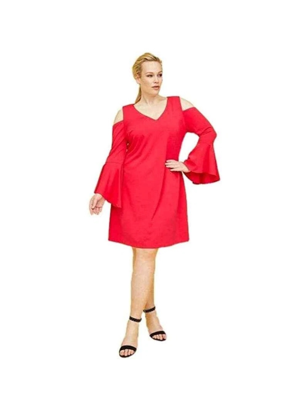 Lane Bryant NWT Cold Shoulder Bell Sleeve Dress Hot Pink Magenta Plus 20